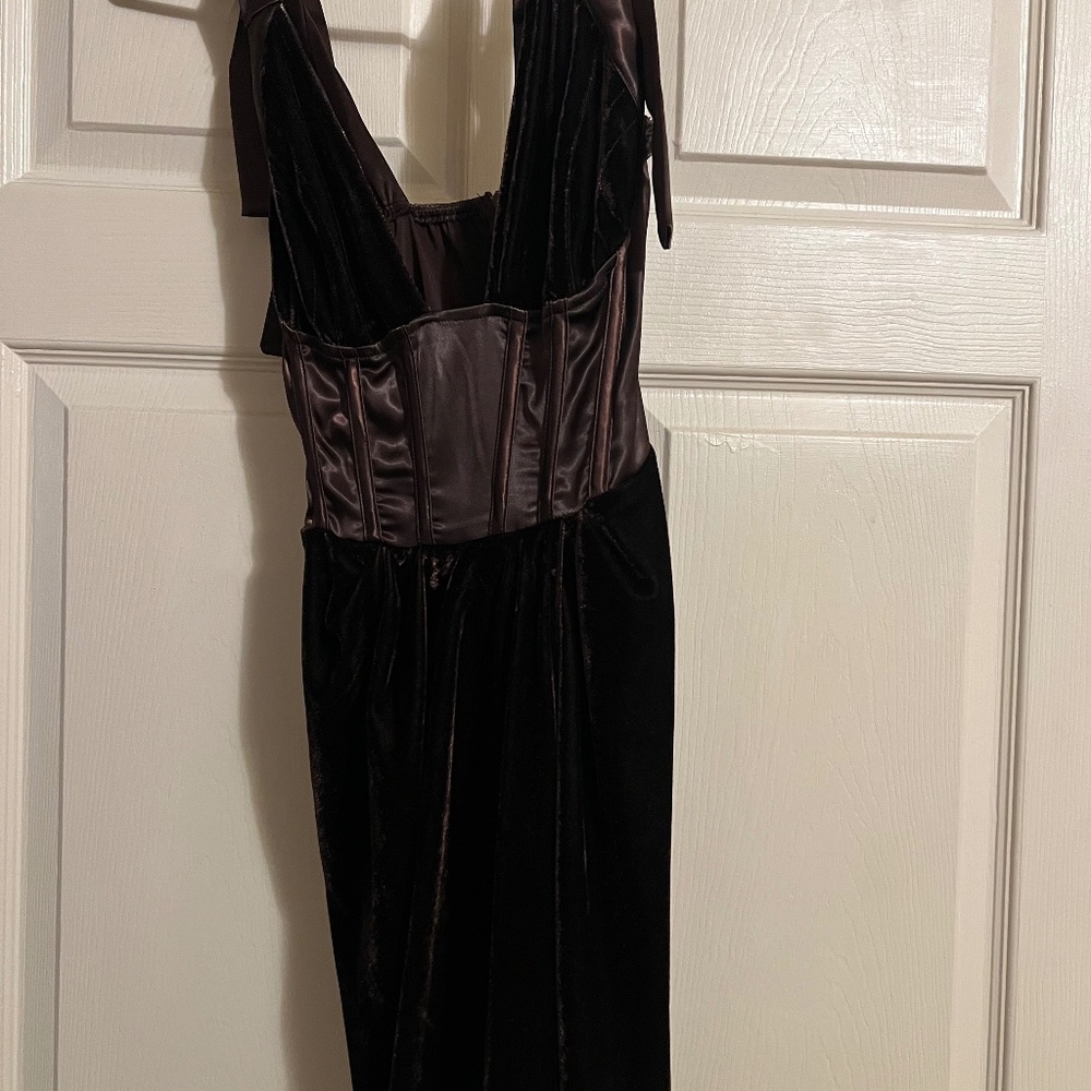 brown suede corset dress